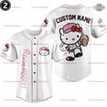 New MINISO Hello Kitty Baseball Jersey Cartoon Print Custom Name Baseball Jersey Shirts Outdoor