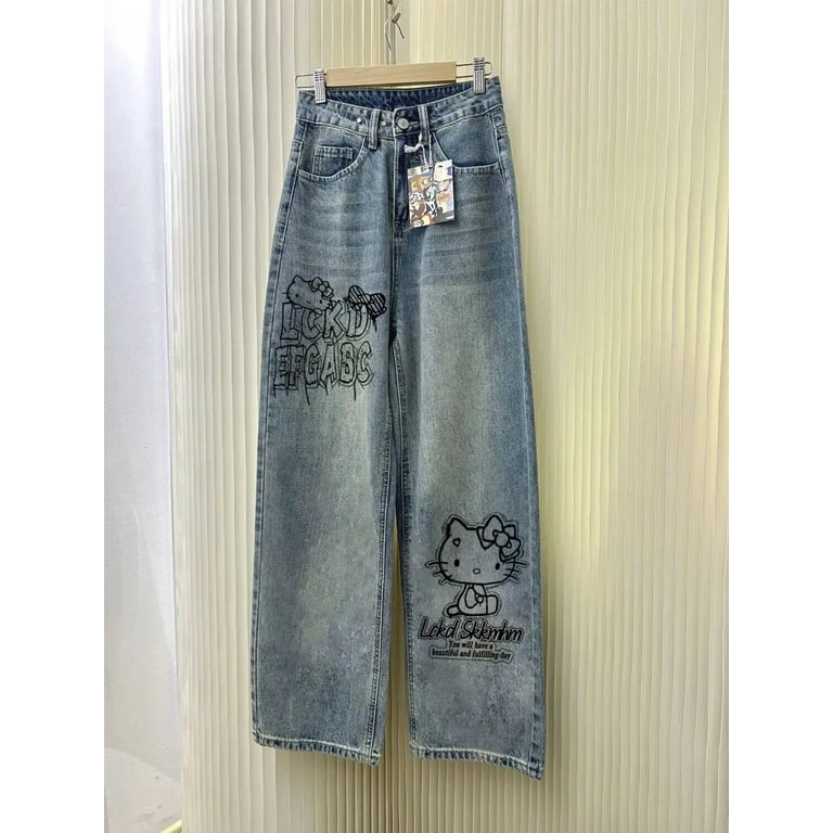 New MINISO Sanrio y2k Hello Kitty Cartoon Jeans Kawaii Fashion