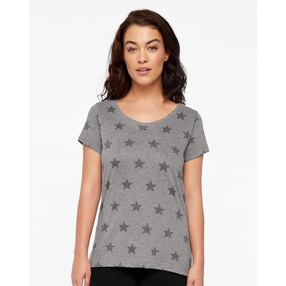 New MMf Code Five Women's Star Print Scoop Neck Tee