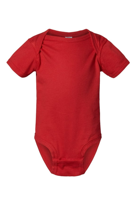 Infant 100% Cotton Jersey Lap Shoulder Short Sleeve Bodysuit, Red, 6 Months