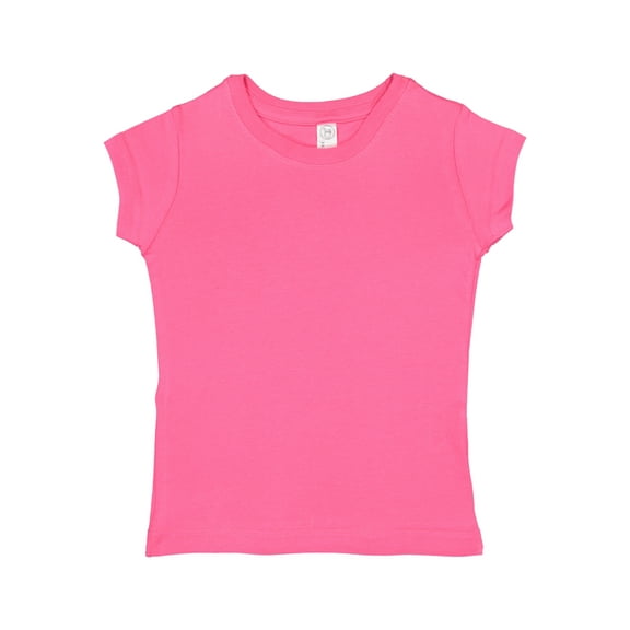 Rabbit Skins Toddler Girls' 100% Cotton Jersey Short Sleeve Tee, Hot Pink, 5/6