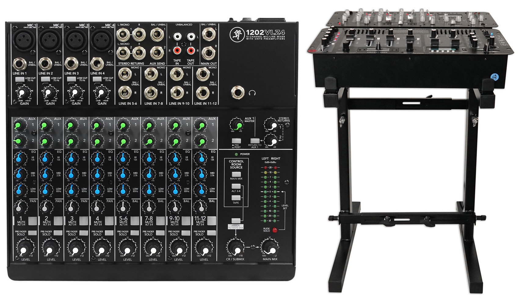 New Mackie 1202VLZ4 12-Ch Compact Analog Low-Noise Mixer w/ 4 ONYX Preamps+Stand - image 1 of 10