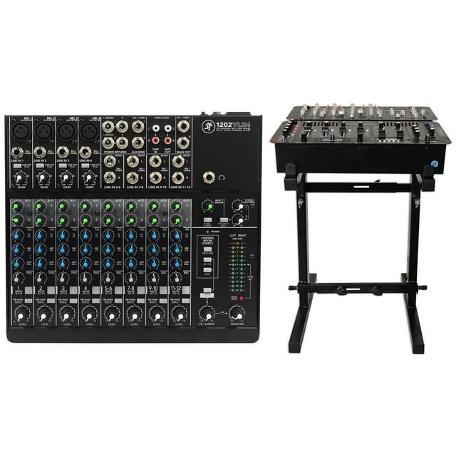 New Mackie 1202VLZ4 12-Ch Compact Analog Low-Noise Mixer w/ 4 ONYX Preamps+Stand