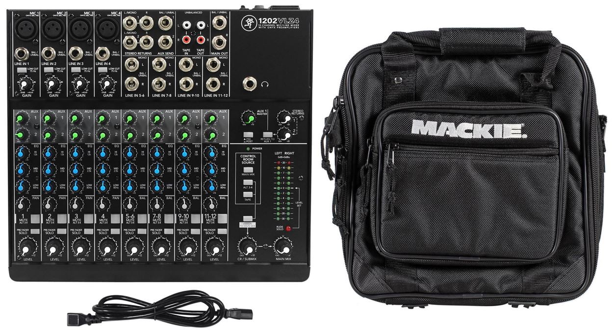 New Mackie 1202VLZ4 12-channel Compact Mixer + Matching Mackie Travel Bag