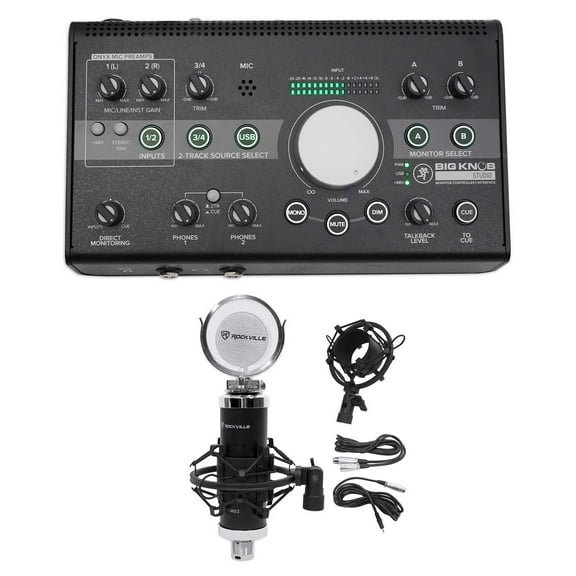 New Mackie Big Knob Studio 3x2 Monitor Controller 96kHz USB I/O+Condenser Mic
