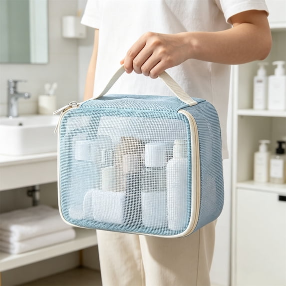 New Makeup Bag Large Capacity – Portable Handbag Style, for Travel Daily Use, Cosmetic Organizer, PVC Material