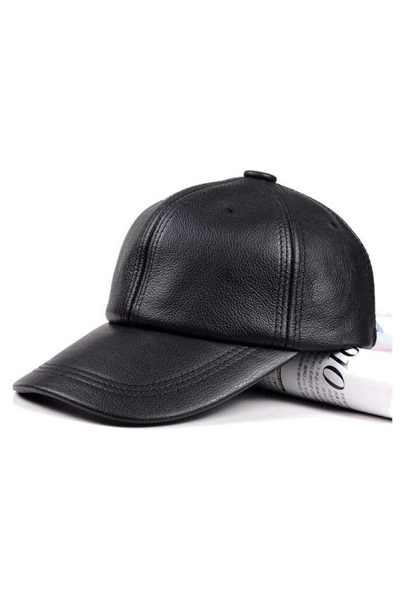 New Male Casual Genuine Leather Baseball Cap For Men Real Cowhide Black/Brown Dad Hats Mens Big Brim Cool Hat ,Unique Design