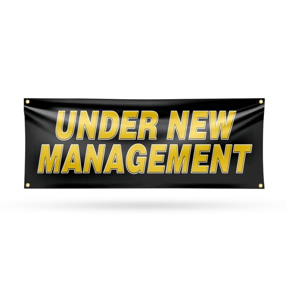 Under New Management Banner Sign 18 Inch x 48 Inch | 13 oz Vinyl with Metal Grommets | Heavy-Duty Single-Sided Outdoor Durable Printed High-Quality Weatherproof | Made in the USA