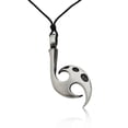 thumbnail image 1 of New Maori Tribal Hook Silver Pewter Charm Necklace Pendant Jewelry With Cotton Cord, 1 of 1