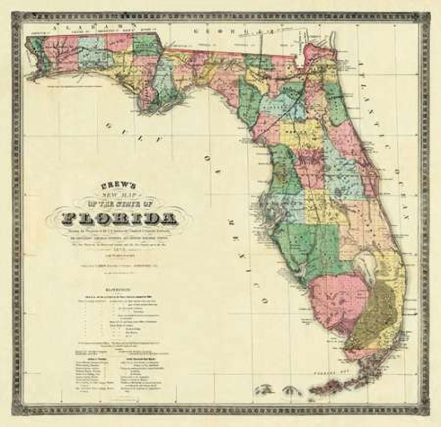 New Map of The State of Florida, 1870 Poster Print by Columbus Drew (12 x 12) - image 1 of 1