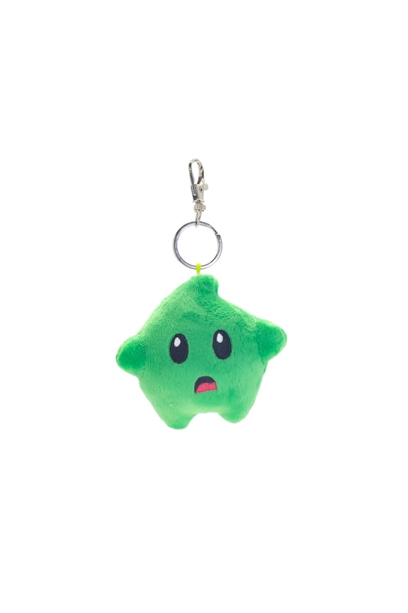 New Mario Super Star Plushie Keychains with Expressions - 3.15" Green Super Star Plush Toys for Backpack Decors, Fans Collection, Ideal Birthday Christmas Gifts for Game Fans