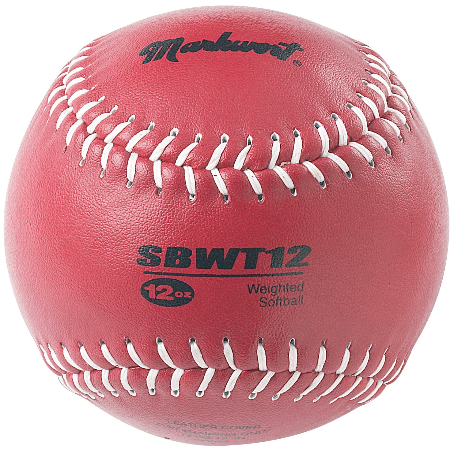 New Markwort Weighted 12-Inch 12 Oz Softballs-Leather Cover Maroon/Black  (1) Ball