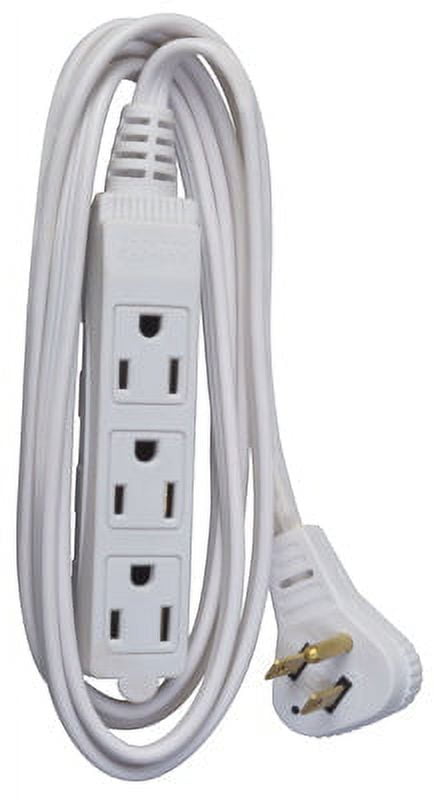 Smart Electrician® 7′ 16/2 3-Outlet Light-Duty White Indoor Extension Cord M