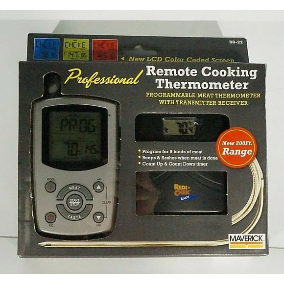 New Maverick Professional Programmable Remote Cooking Meat Thermometer BB-22