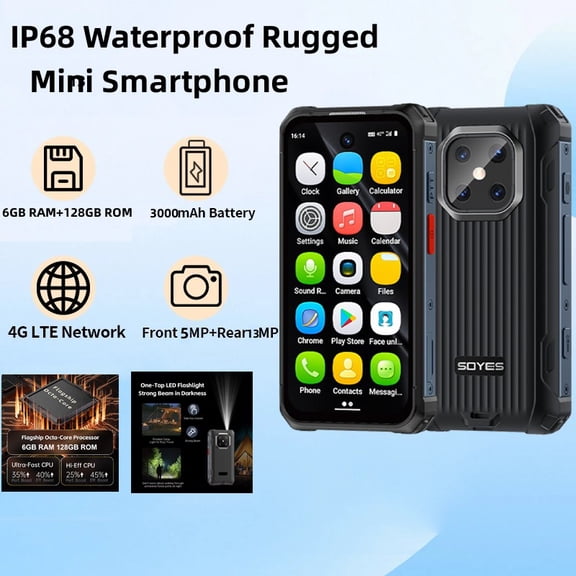 New Maxo IP68 Waterproof Mini Smart Phone 3.88-inch 4G LTE Android 12.0 RAM 6GB ROM 128GB PTT Network Intercom Small Rugged Smartphones