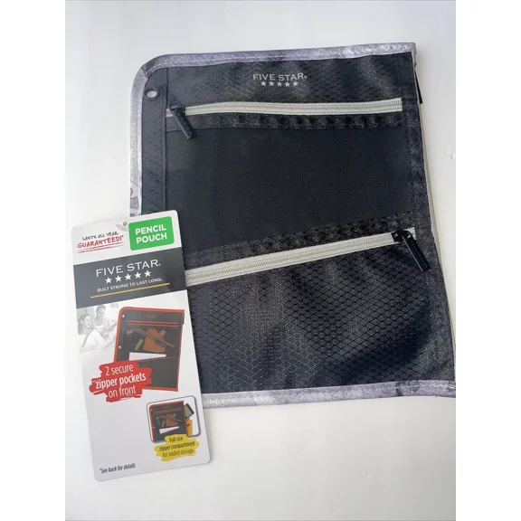 New Mead Five Star Pencil Pouch - 3-Ring Two Zipper Compartment Storage Pouch
