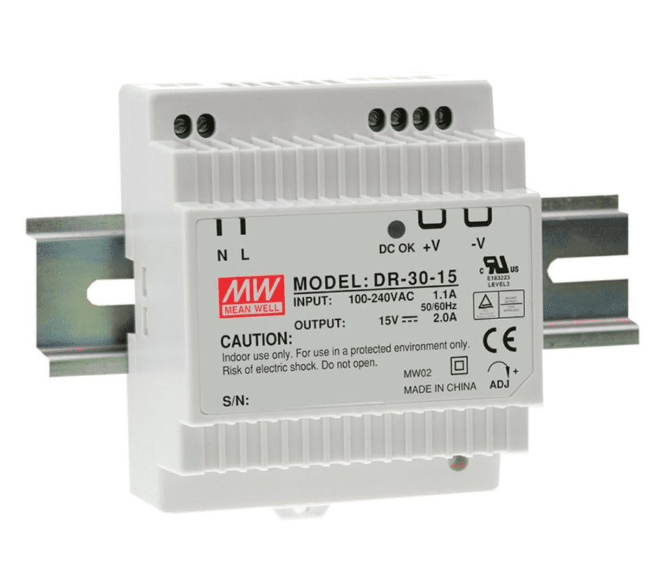 New Mean Well Replacement DR-30-24 AC to DC DIN-Rail Power Supply 24V 1.5A 36W