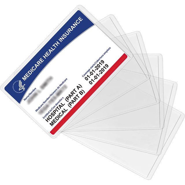 New Medicare Card Holder Protector Sleeves, 10 Pack Clear PVC Soft