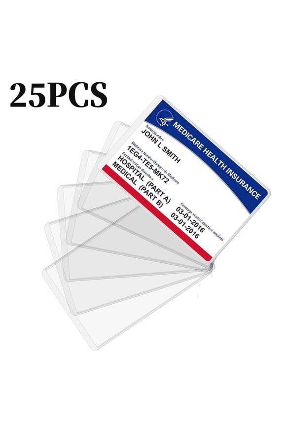 New Medicare Card Protector, 25Pack Plastic Card Holder for Wallet Single 12 Mil Business Card Sleeve Waterproof Cards Plastic Protector for Credit Card Business Card Social Security Card