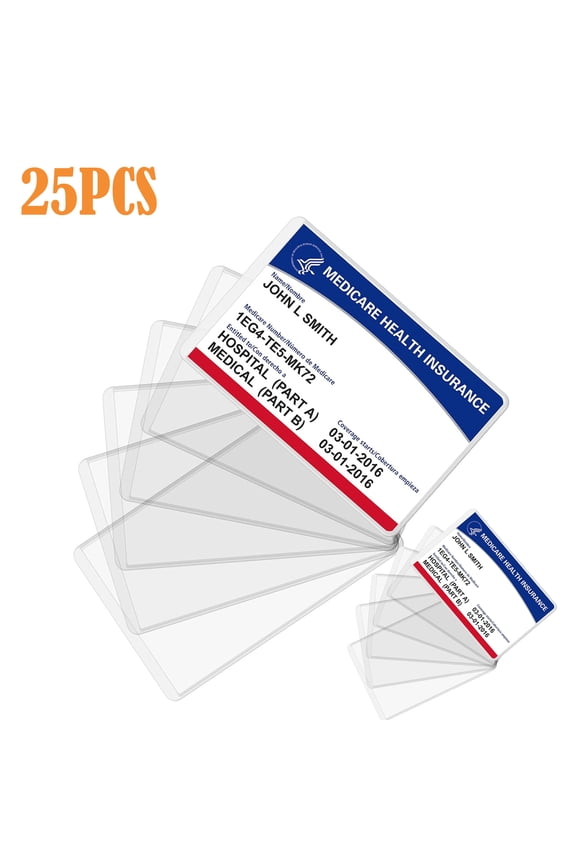 New Medicare Card Protector, 25Pack Plastic Card Holder for Wallet Single 12 Mil Business Card Sleeve Waterproof Cards Plastic Protector for Credit Card Business Card Social Security Card