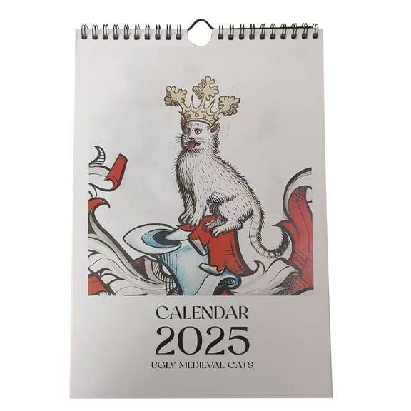 New Medieval Style Weird and Funny Cats Calendar 12 Monthly Wall Hanging Calendar Home Decor for Cat Lovers