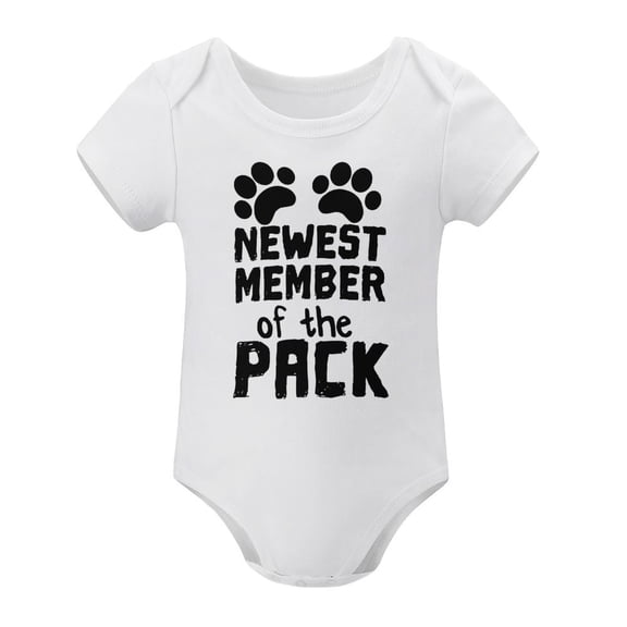 New Member of The Pack - Baby Bodysuit for New Sibling Announcement, Funny Infant Creeper One-Piece Style 3months