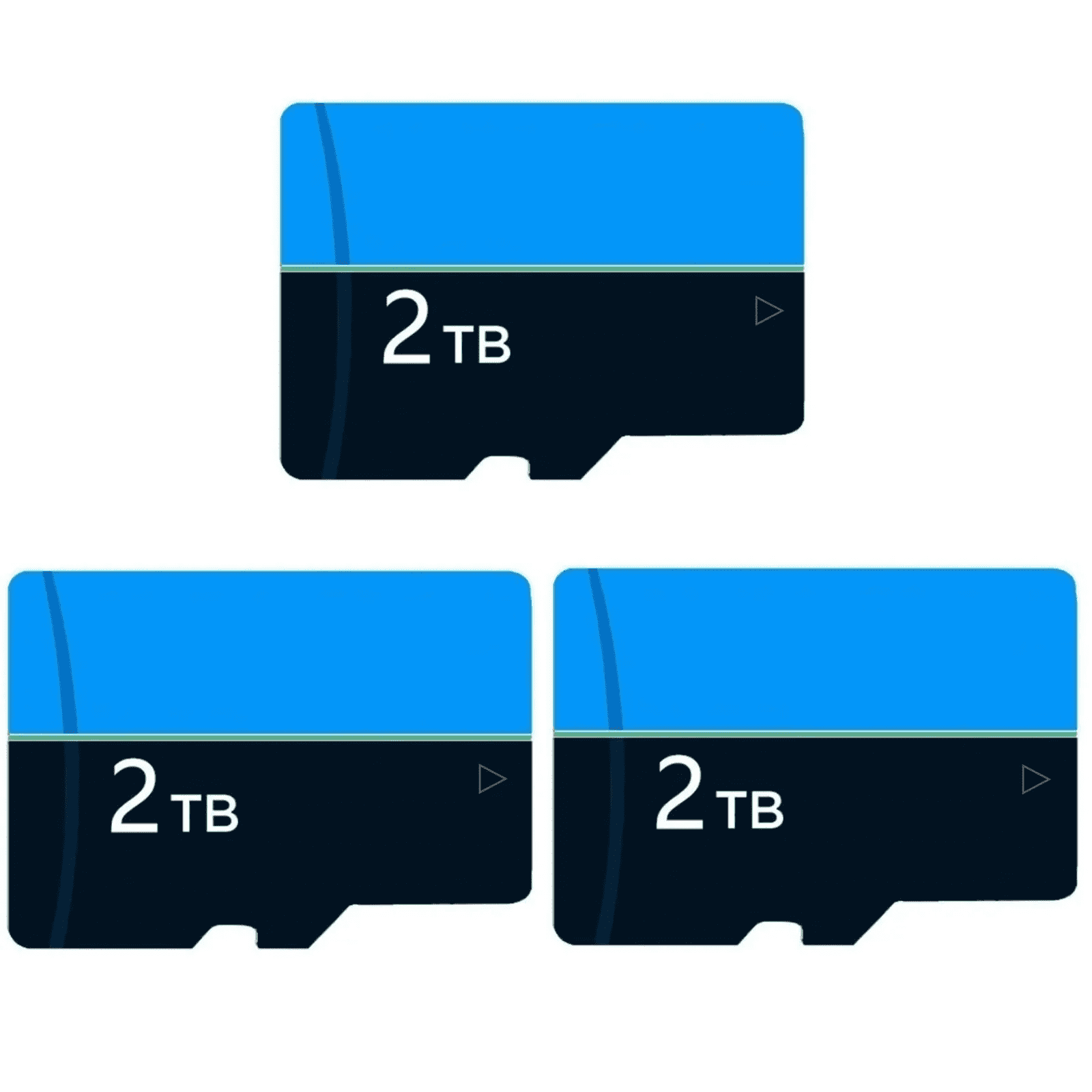 New Memory Card 2T Universal Memory Micro SD Card, Suitable For Most Mobile Phones, Cameras, And Other Devices,Bluewith Adapter 3-pack