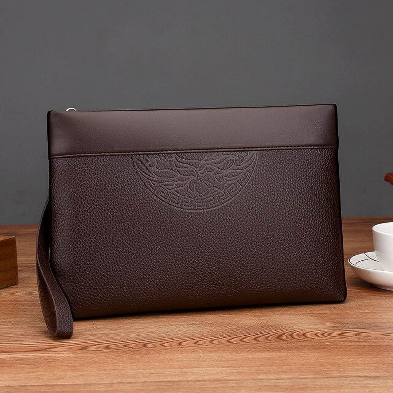 New Men's Clutch Bag Wallet Soft Leather Black Brown Large