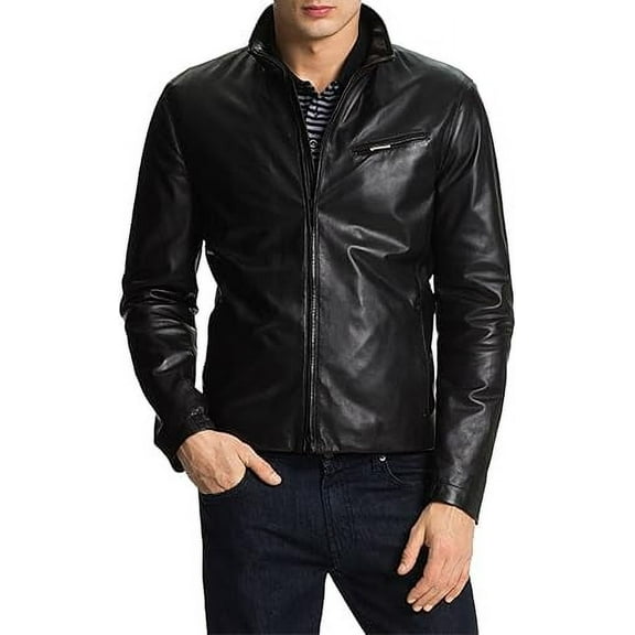 Men Leather Jacket Slim Fit Biker Motorcycle Genuine Lambskin Jacket A717