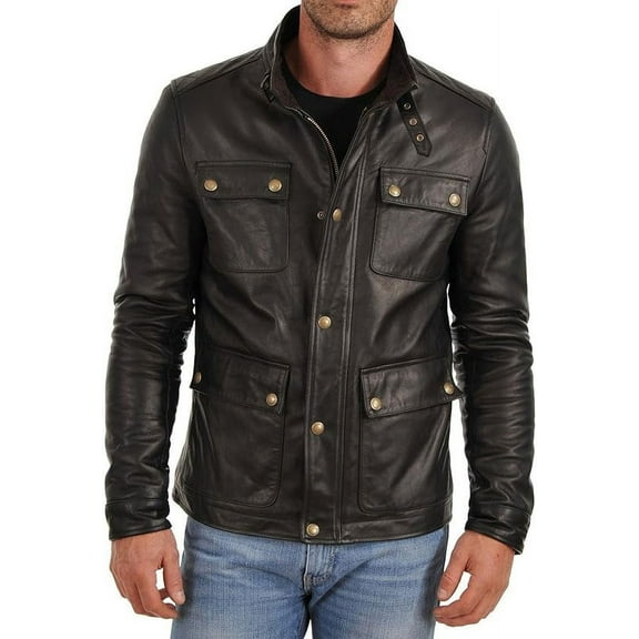 New Men Quilted Leather Jacket 100% Genuine Soft Lambskin Biker Bomber A124