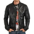 thumbnail image 1 of New Men Quilted Leather Jacket 100% Genuine Soft Lambskin Biker Bomber A128, 1 of 3
