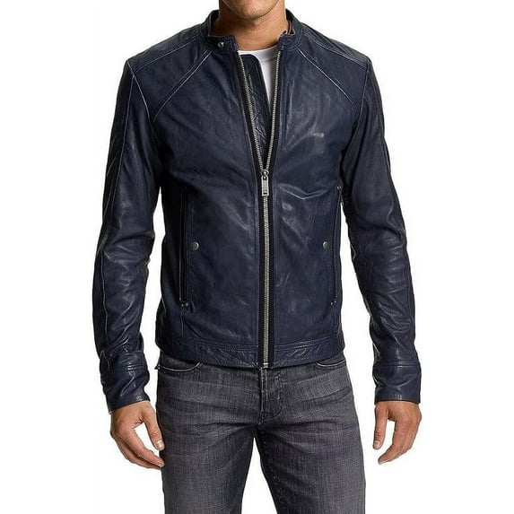 New Men Quilted Leather Jacket 100% Genuine Soft Lambskin Biker Bomber A129