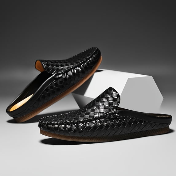 New Men'S Half-Slip Loafers Made of High-Quality PU, Embodying a Trendy Retro Style. The Soft Sole Makes Driving Easy Featuring a Breathable And Comfortable Design. They Are Easy And Versatile,