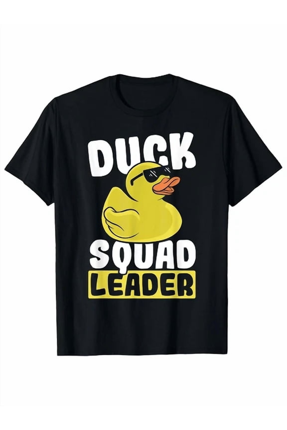 Men'S White T-Shirts Featuring a Cartoon Duck Squad Leader with Cool Glasses A