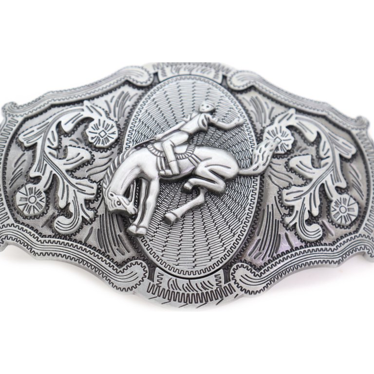 Rodeo cowboy belt metal buckle western jean belt How to Put on a Belt Buckle: A Western Style Guide main image 3