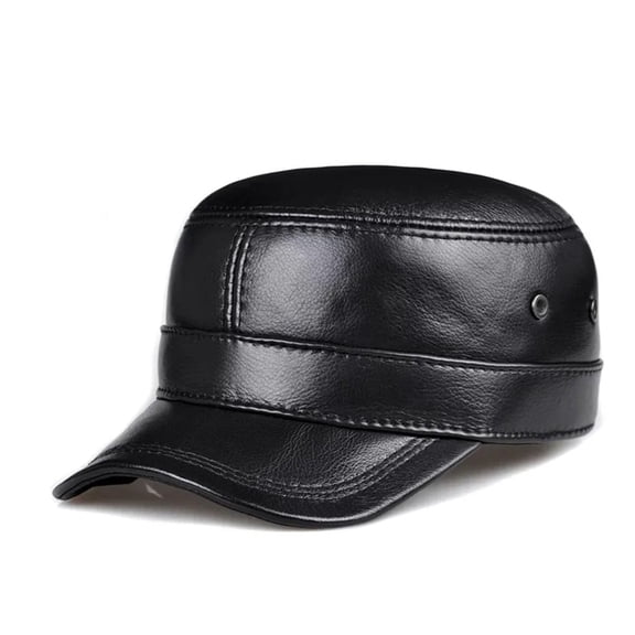 New Men Spring/Winter Genuine Leather Black/Brown Flat Baseball Caps Male 54-62 Cm Customized Size Outdoor Golf Ha ,Fashion