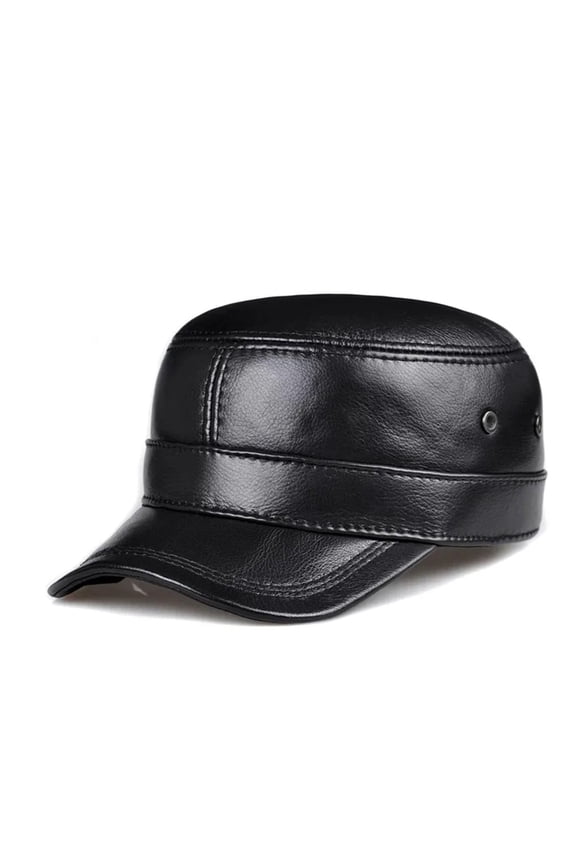 New Men Spring/Winter Genuine Leather Black/Brown Flat Baseball Caps Male 54-62 Cm Customized Size Outdoor Golf Ha ,Fashion