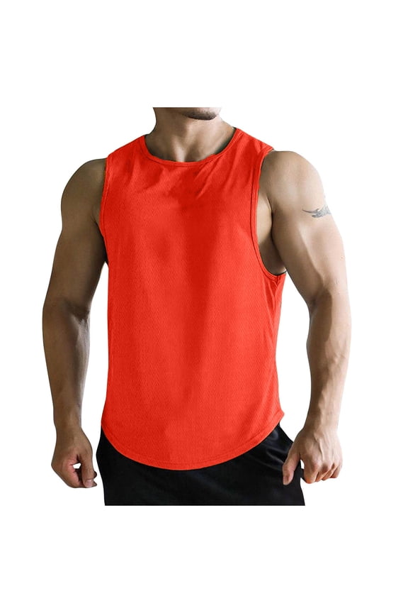 New Men Tank Tops Sleeveless Shirt Polyester Mesh Material Quick Dry Breathable Men Workout Fitness Basketball Top Tee