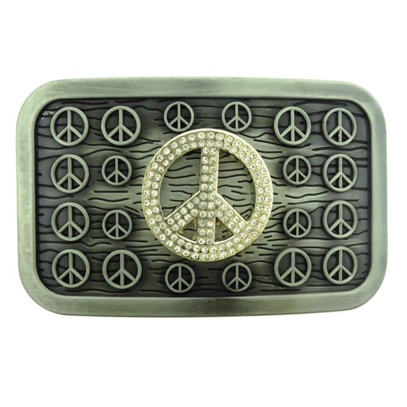 New Men Women Peace Sign Belt Buckle Symbol Dove Peace-Lover-Keeper Grey Metal