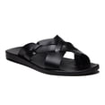 thumbnail image 1 of New Men's 52677 Leather Criss Cross Straps Open Toe Slip On Thongs Sandals, 1 of 3