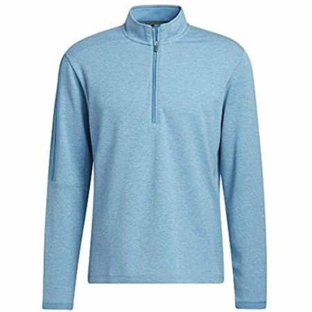 New Men's Adidas 3 Stripe Q Zip Sweatshirt Hazy Blue Melange XL