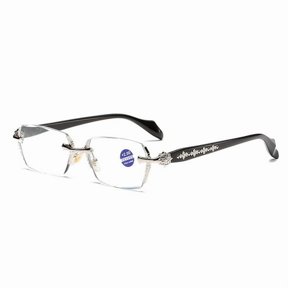 New Men's Anti-Blue Light Reading Glasses Diamond Cut Edge Glasses Internet Celebrity Live Streaming Same Style Frameless Business Reading Glasses