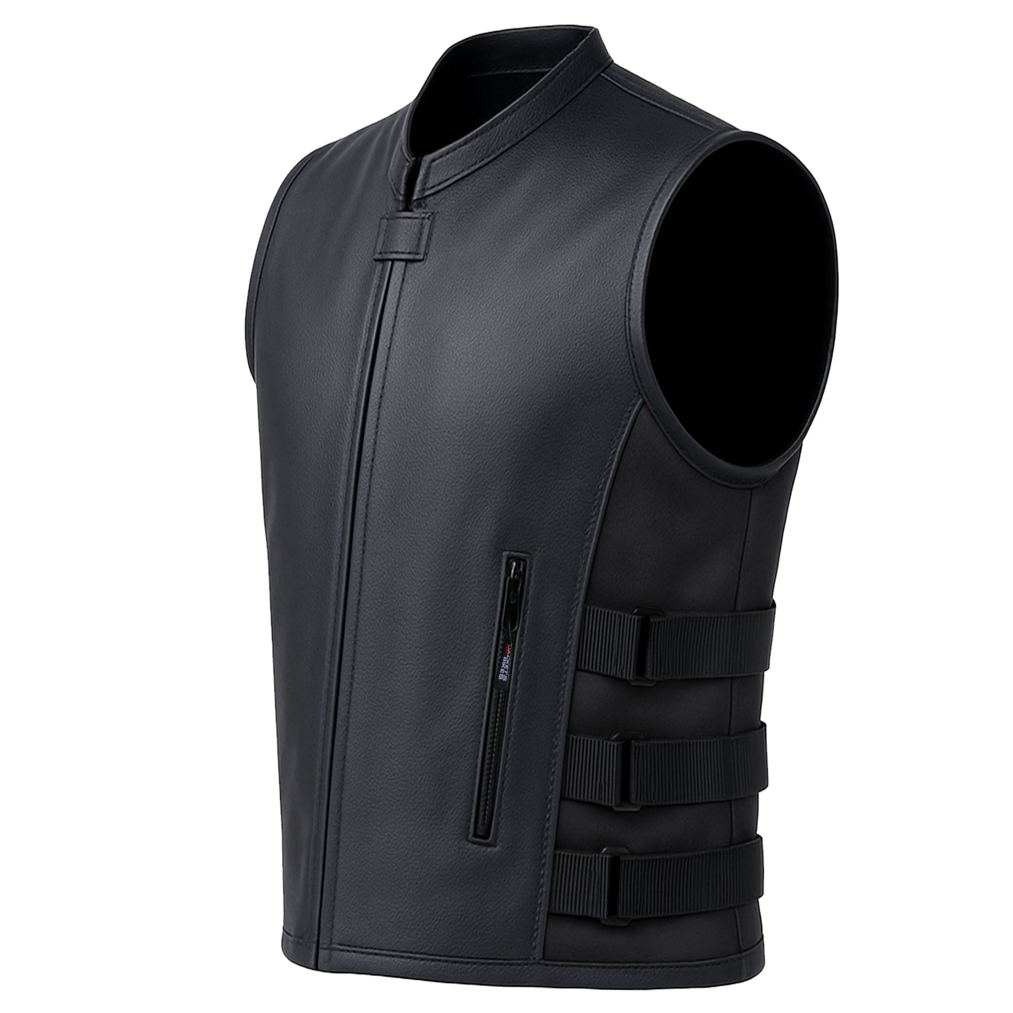 Vest Ridning New Men's Motorcycle Real Cowhide Leather Vest Adjustable Stylish w/ CE ...