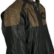 New Mens Black & Brown Motorbike Riding Jacket Real Cow Leather
