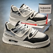 New Mens Breathable White Sneakers, Versatile Low-Top Casual Skate Shoes and Trendy