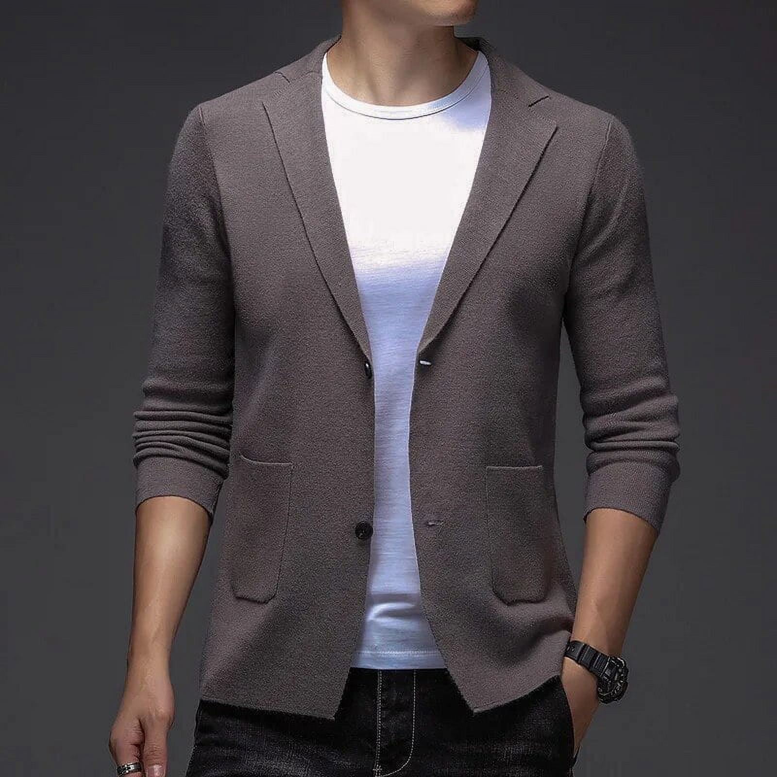 New Men s Cardigan Casual Fashion Long Sleeved Personalized Sweater Knitted Suit Jacket Cardigan