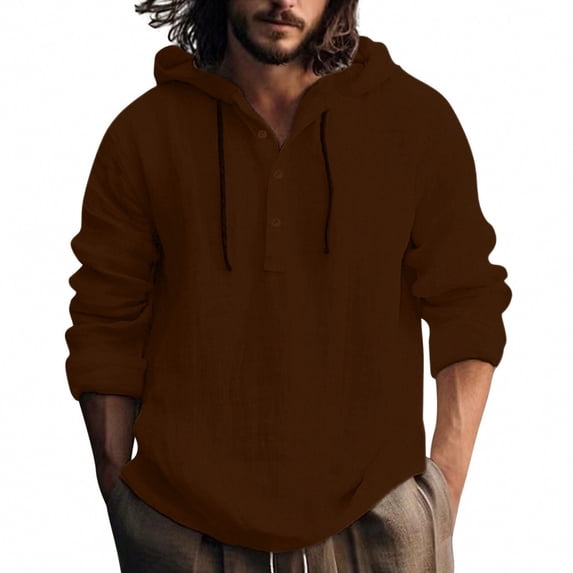 New Men's Casual Blouse Cotton Linen T-Shirt Loose Tops Long Sleeve Tee Shirt Spring Autumn Casual Men's Shirts Hoodie