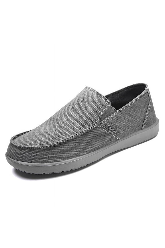 New Men's Casual Canvas Loafers Slip On Breathable Flats Boat Shoes Driving Shoes Moccasins Casual Walking Shoes