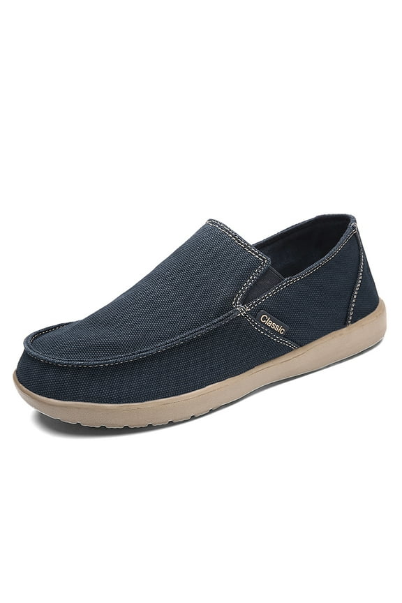 New Men's Casual Canvas Loafers Slip On Breathable Flats Boat Shoes Driving Shoes Moccasins Casual Walking Shoes