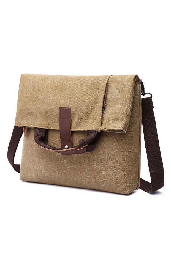 New Men's Casual Fashion Anti-theft Canvas Solid Color Single-shoulder Bag,Dark Gray